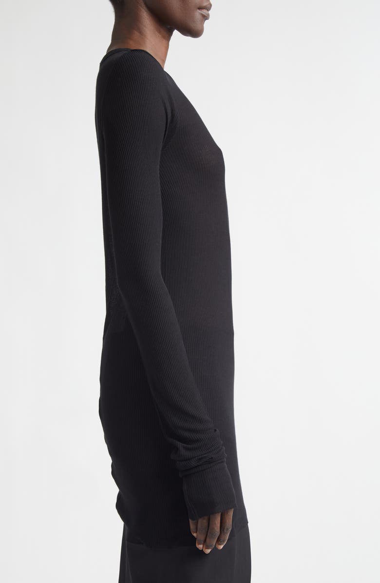 Rick Owens Rib Long Sleeve T-Shirt, Alternate, color, Black