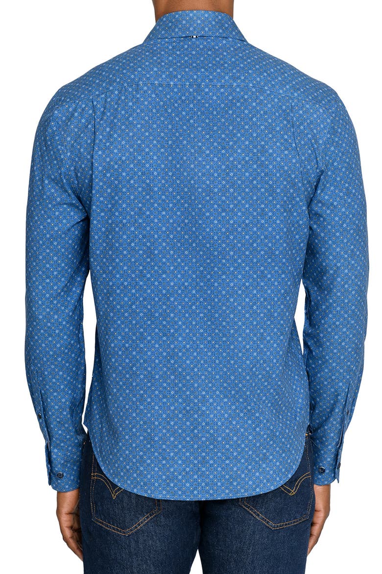 Ring Print Woven Long Sleeve Basic, Alternate, color, NAVY/GREEN