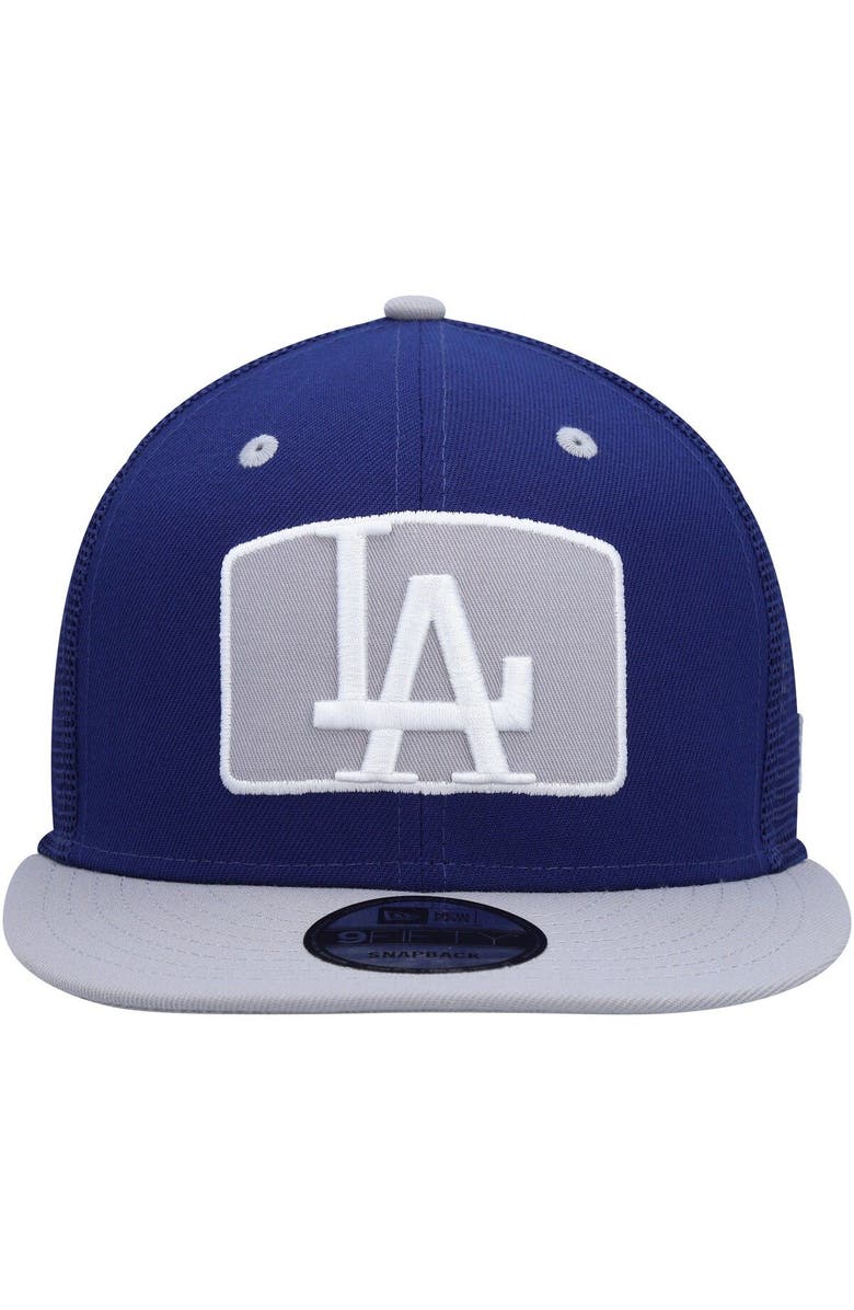 New Era Men's New Era Royal/Gray Los Angeles Dodgers Logo Zoom Trucker 9FIFTY Snapback Hat, Alternate, color, 
