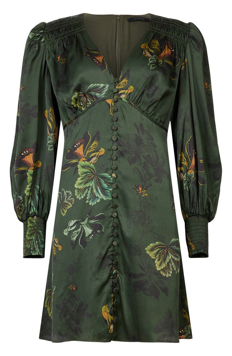 AllSaints Auden Lilly Floral Long Sleeve Satin Minidress, Alternate, color, 