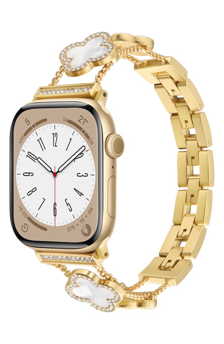 BCBG Clover Link Bracelet Apple Watch<sup>®</sup> Watchband, Alternate, color, Gold