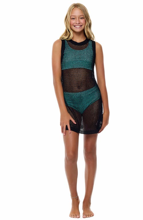 Shop Beach Lingo Kids' Sheer Cover-up Dress In Black