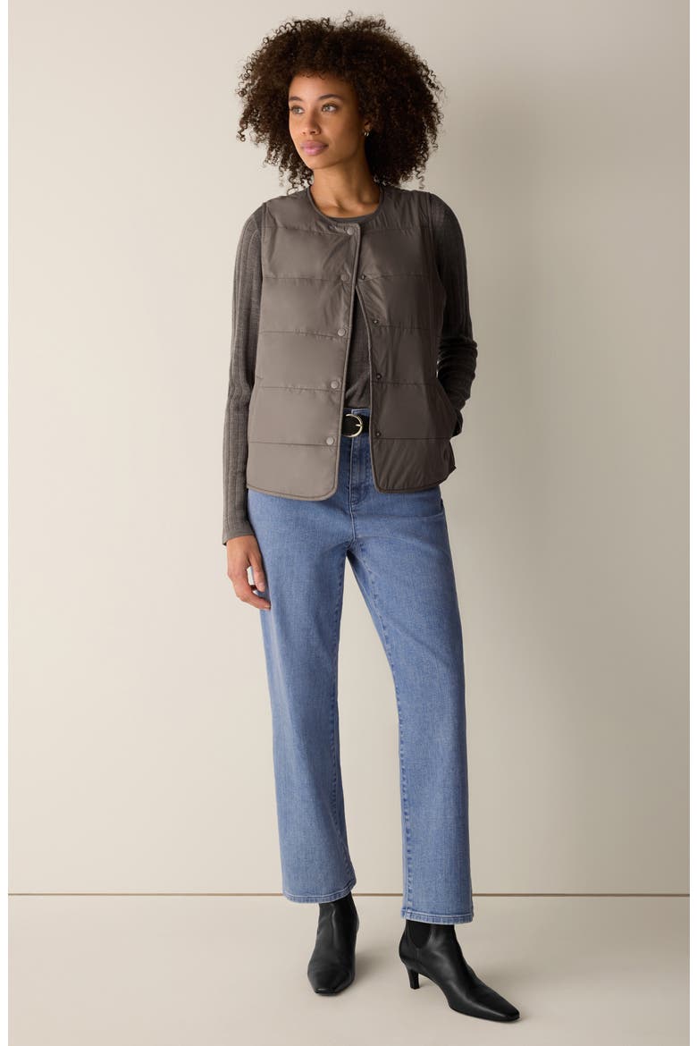 Round Neck Quilted Vest, Alternate, color, COBBLESTONE