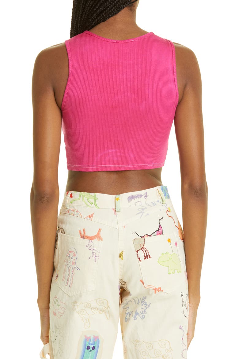 Crop Rhinestone Star Cutout Rib Tank, Alternate, color, HOT PINK