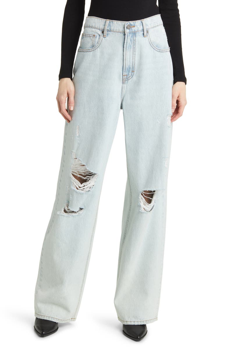 HIDDEN JEANS Baggy Ripped Wide Leg Jeans, Main, color,