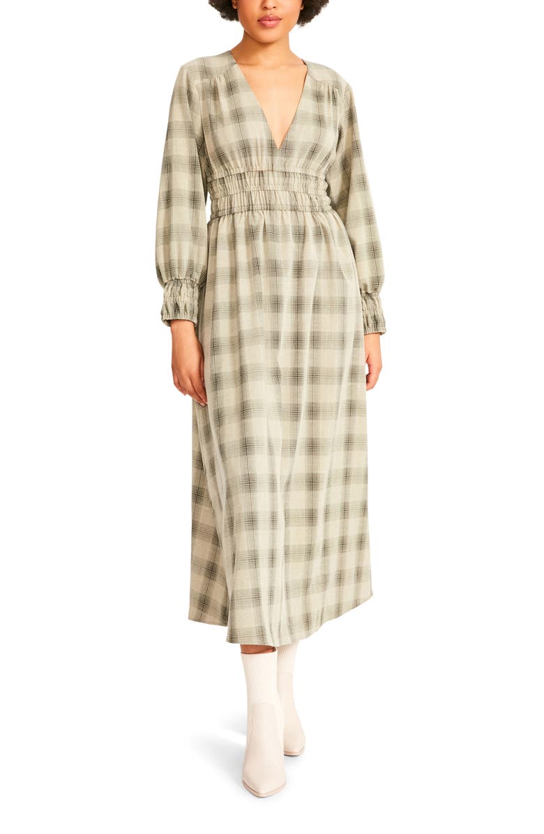 BB Dakota by Steve Madden Long Live Plaid Long Sleeve Midi Dress, Alternate, color,