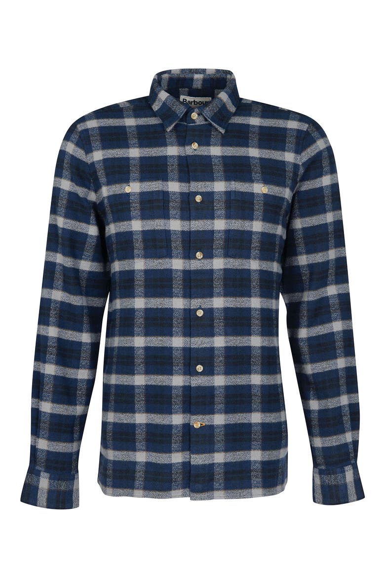 Thompson Plaid Button-Up Shirt, Alternate, color, NAVY