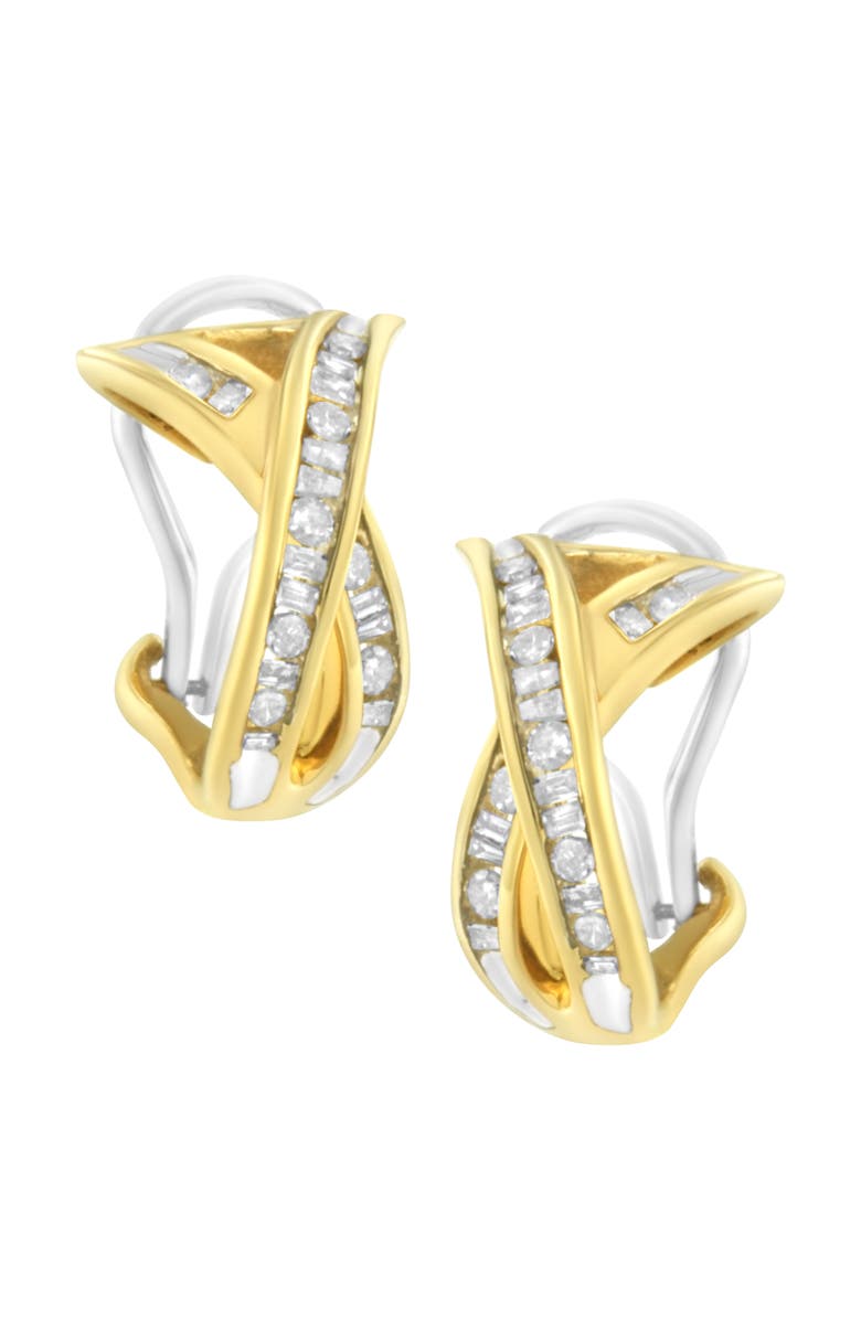 Haus of Brilliance 14K Gold 1/2 Cttw Cross Over Diamond Hoop Earrings, Main, color, Yellow