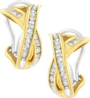 Haus of Brilliance 14K Gold 1/2 Cttw Cross Over Diamond Hoop Earrings