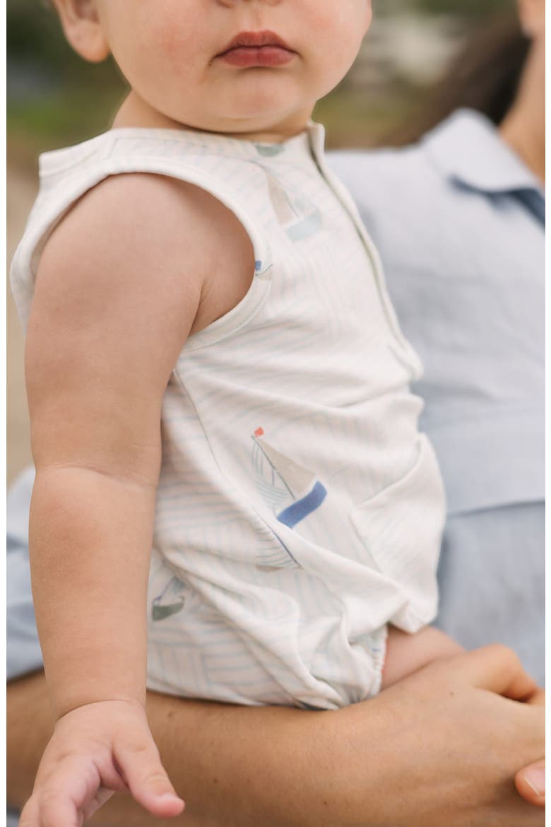 Sleeveless Organic Cotton Bodysuit, Alternate, color, SET SAIL