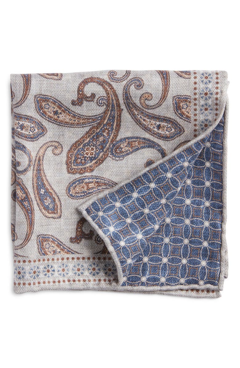EDWARD ARMAH Paisley Reversible Silk Pocket Square, Main, color,