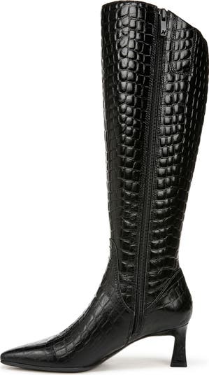 Deesha Pointed Toe Knee High Kitten Heel Boot