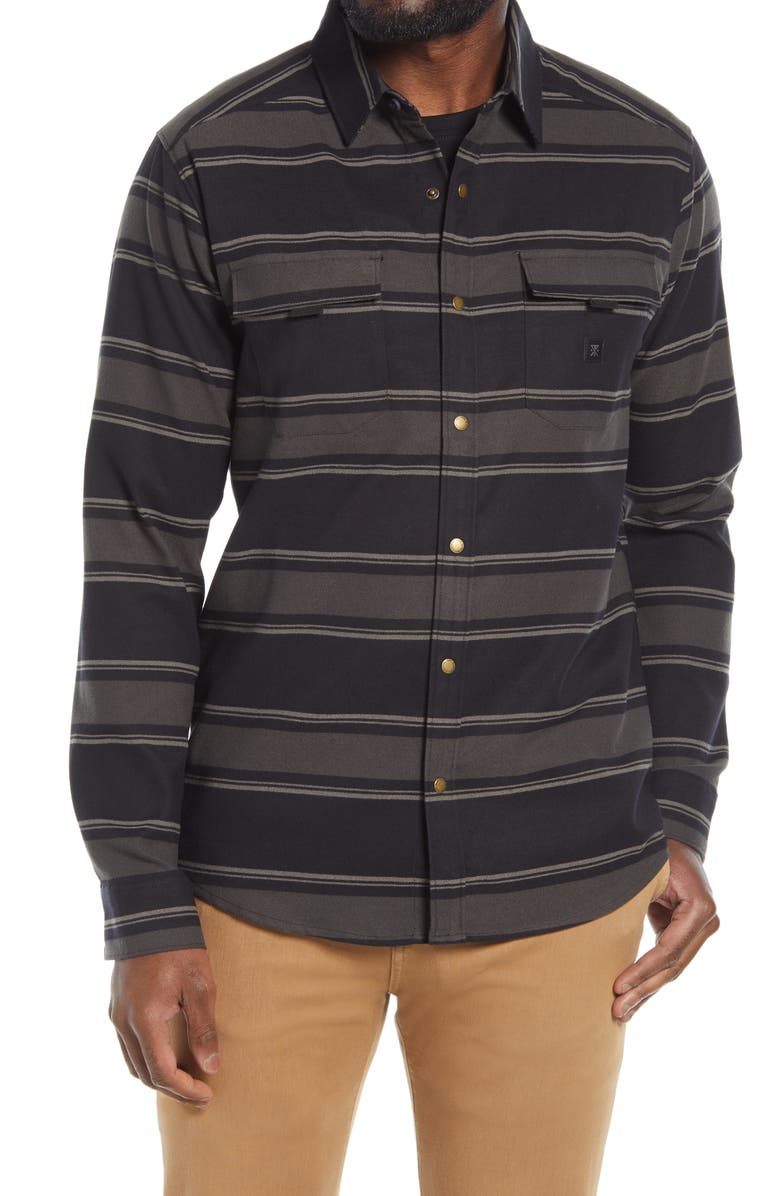 Roark Diablo Classic Fit Stripe Water Repellent Snap-Up Shirt Jacket, Alternate, color, 