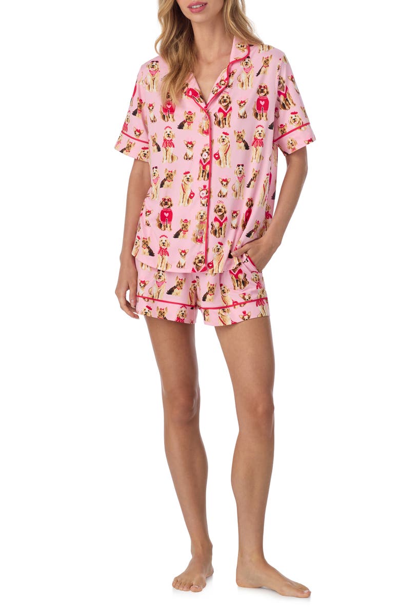 Room Service Pjs Print Short Pajamas, Main, color, Pink Print