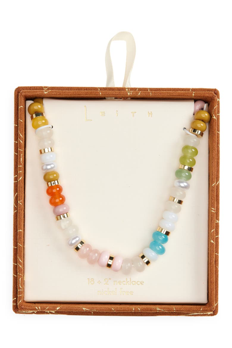 Glass Beaded Necklace, Main, color, RAINBOW MULTI- GOLD
