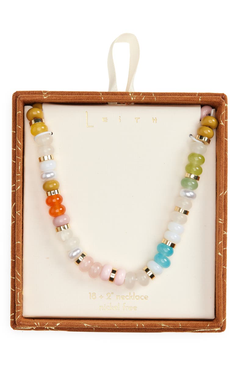 Leith Glass Beaded Necklace, Main, color, Rainbow Multi- Gold