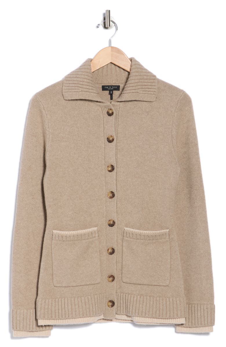 rag & bone Danica Wool & Cashmere Cardigan, Alternate, color, Oatmeal