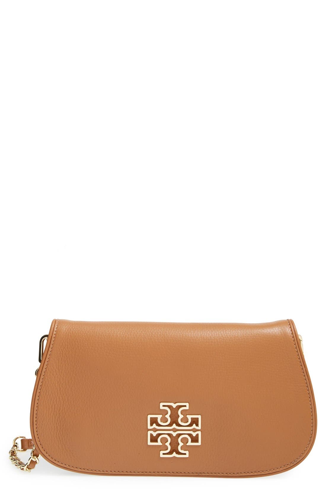 Tory Burch 'Britten' Leather Clutch, Main, color, 