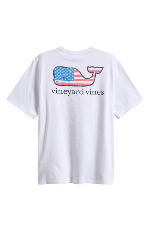 Vineyard Vines Boys' Cotton Flag Whale Logo Graphic Pocket Tee - Little Kid, Big Kid In White Cap