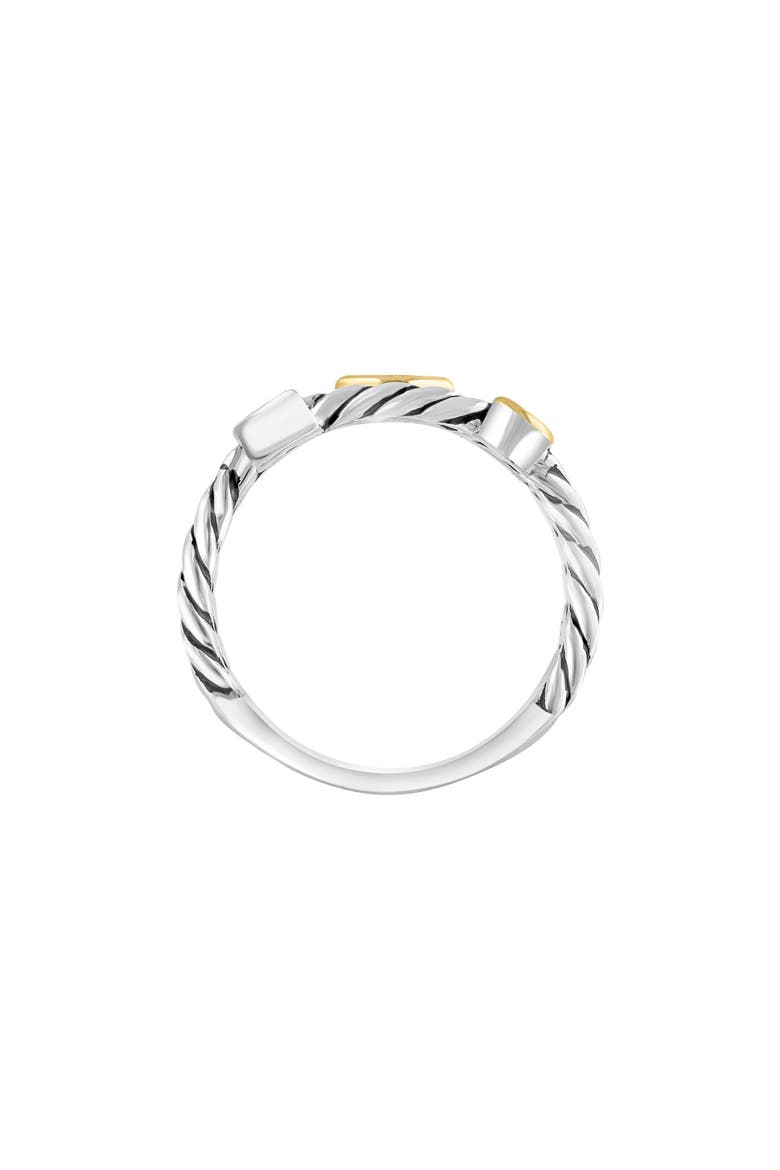 Sterling Silver & 14K Gold Diamond Twist Band Ring - 0.10ct., Alternate, color, WHITE