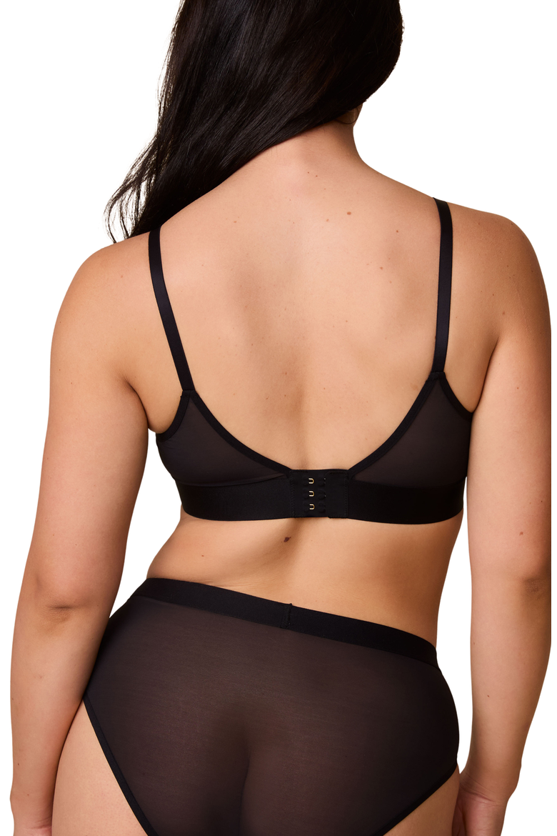 Comfort Mesh Triangle Bralette, Alternate, color, Black