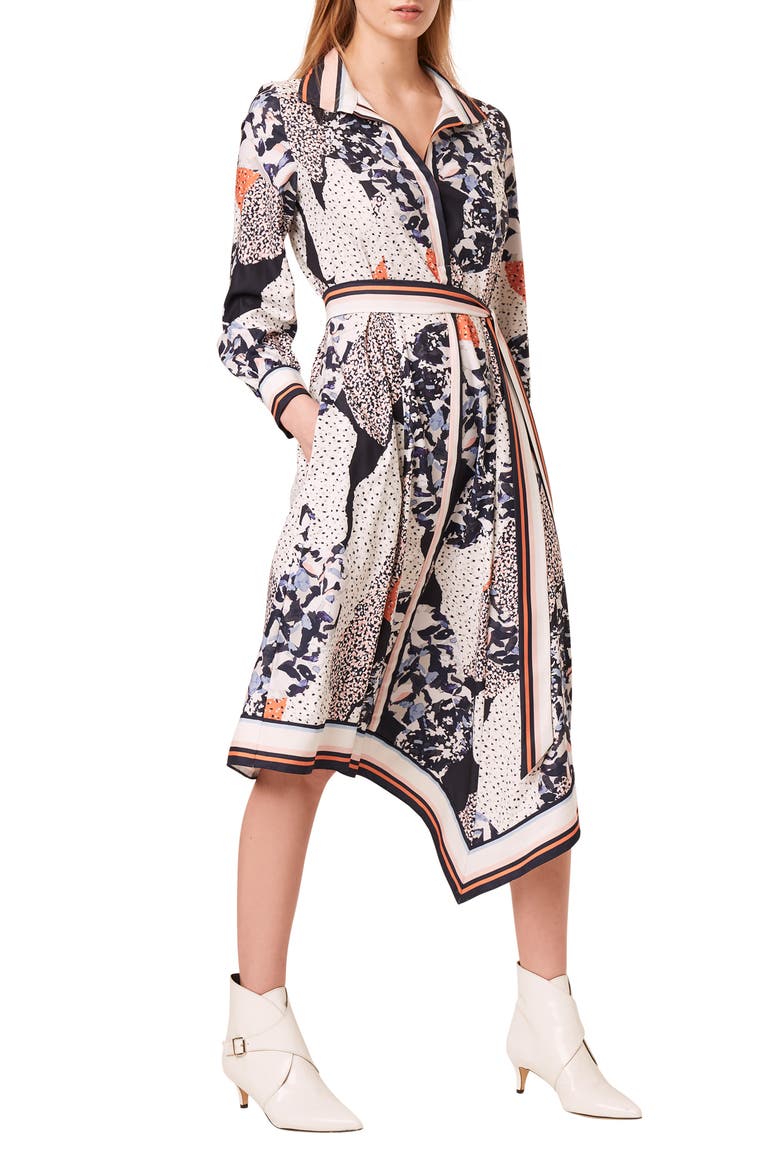 Delphine Mixed Print Long Sleeve Shirtdress, Alternate, color, MULTI