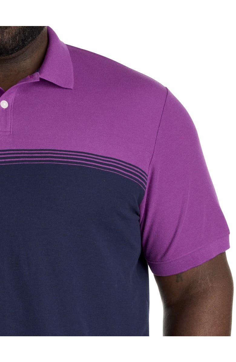 Harbor Bay by DXL Big & Tall Colorblocked Polo Shirt, Alternate, color, Purple Multi