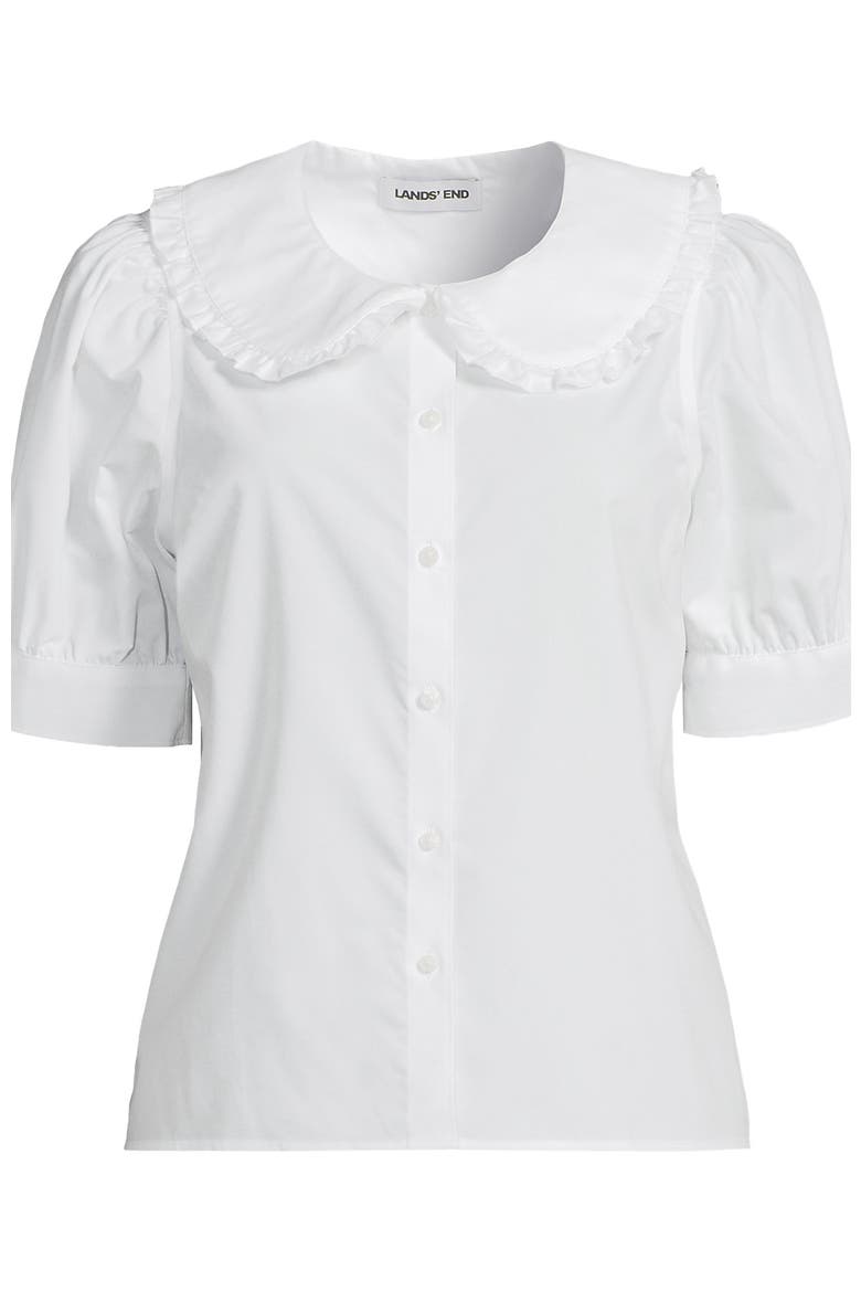 Easy Care Puff Sleeve Statement Collar Shirt, Alternate, color, White