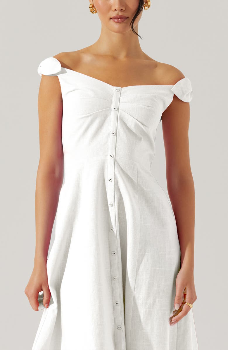 ASTR the Label Charelin Off the Shoulder Linen Blend Midi Sundress, Alternate, color, White