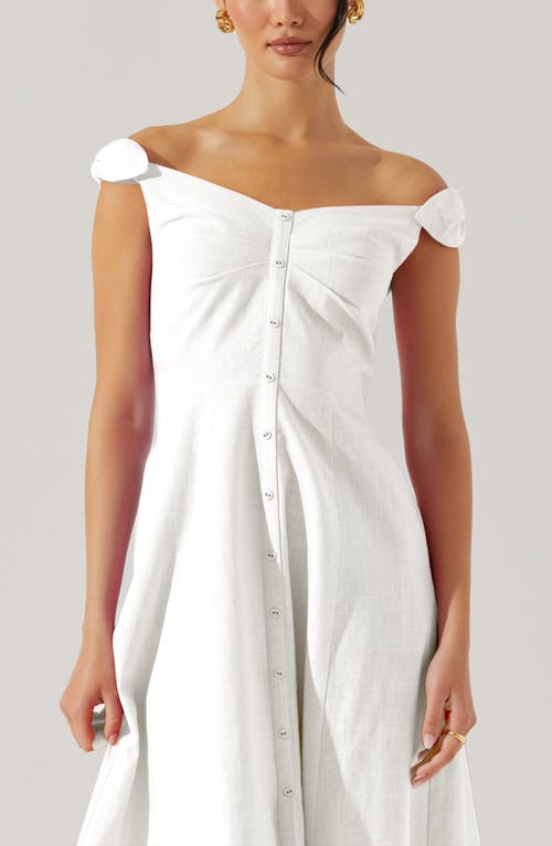Astr The Label Charelin Off The Shoulder Linen Blend Midi Sundress In White