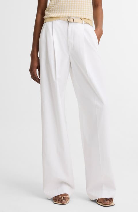 Camille Belted Pleated Straight Leg Pants