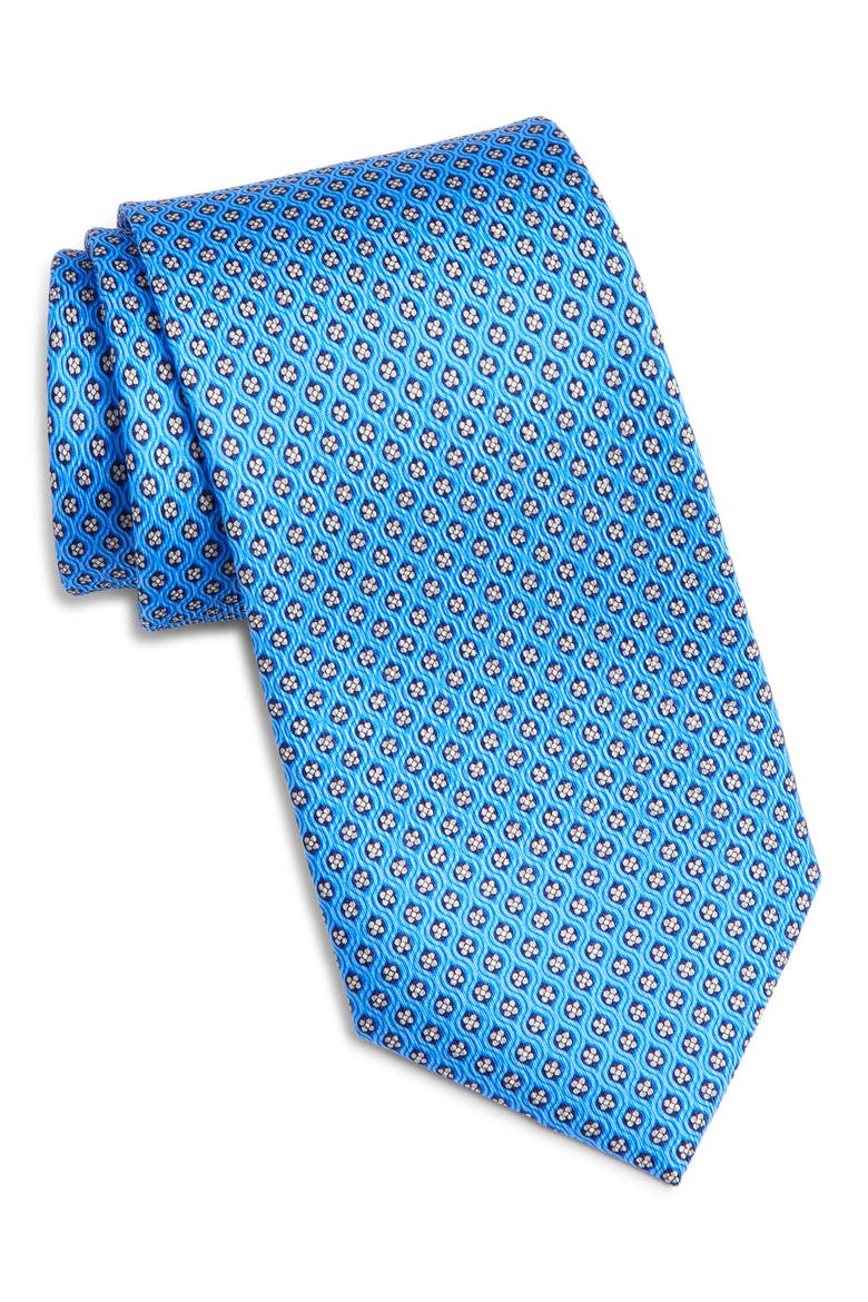 Floral Silk Tie, Main, color, BLUE
