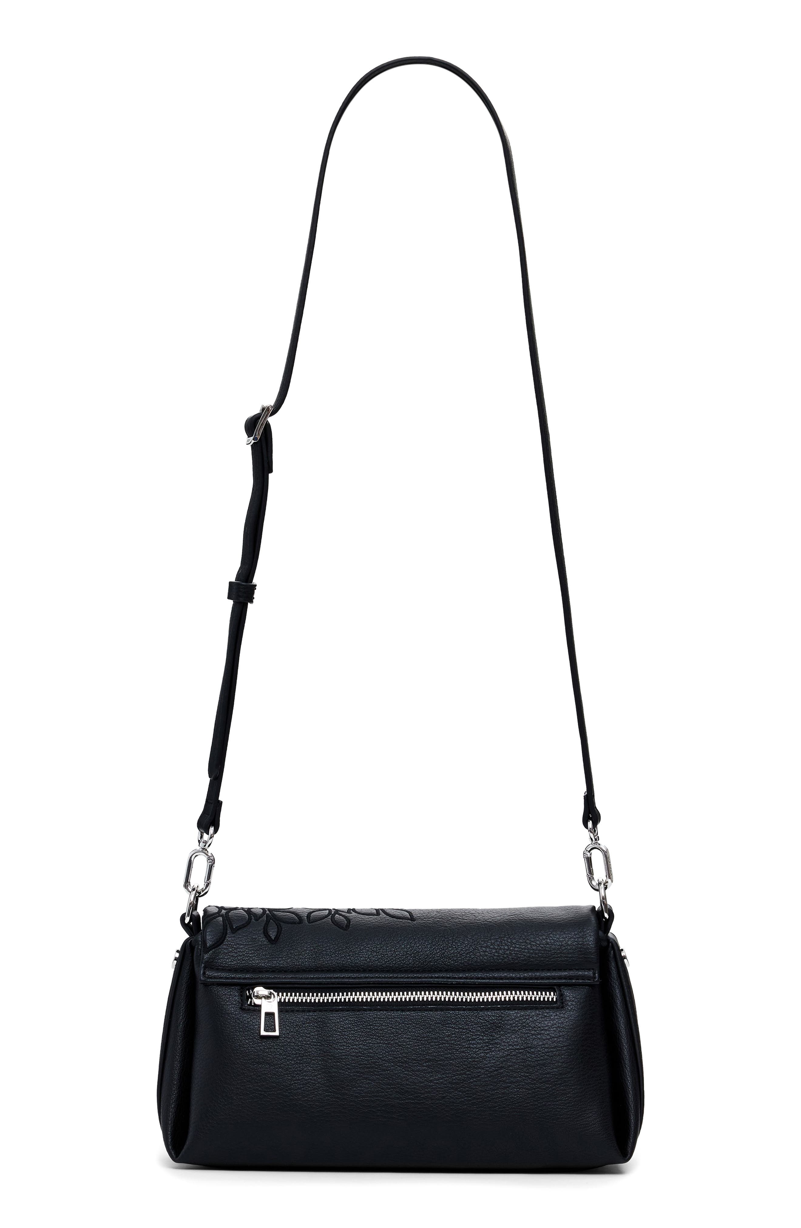 Desigual Faux Leather Crossbody Bag, Alternate, color, Black