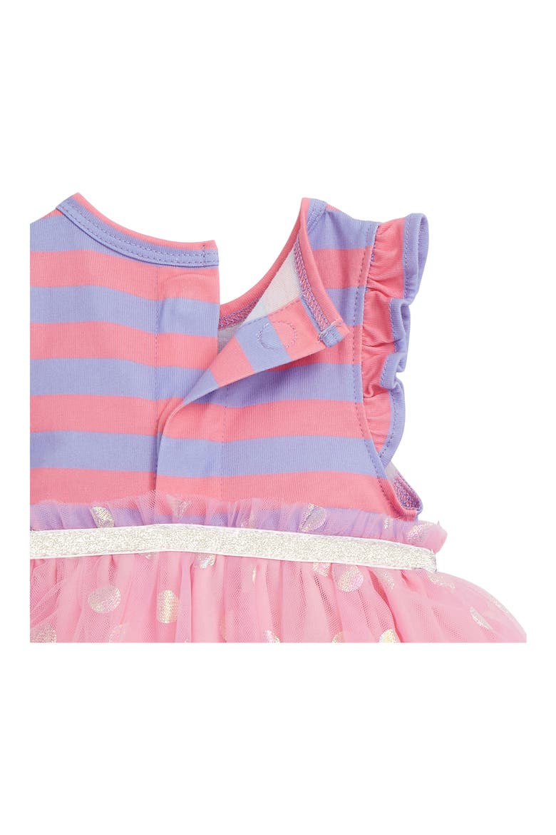 Shell Pink Stripe Flutter Sleeve Dress, Alternate, color, PINK