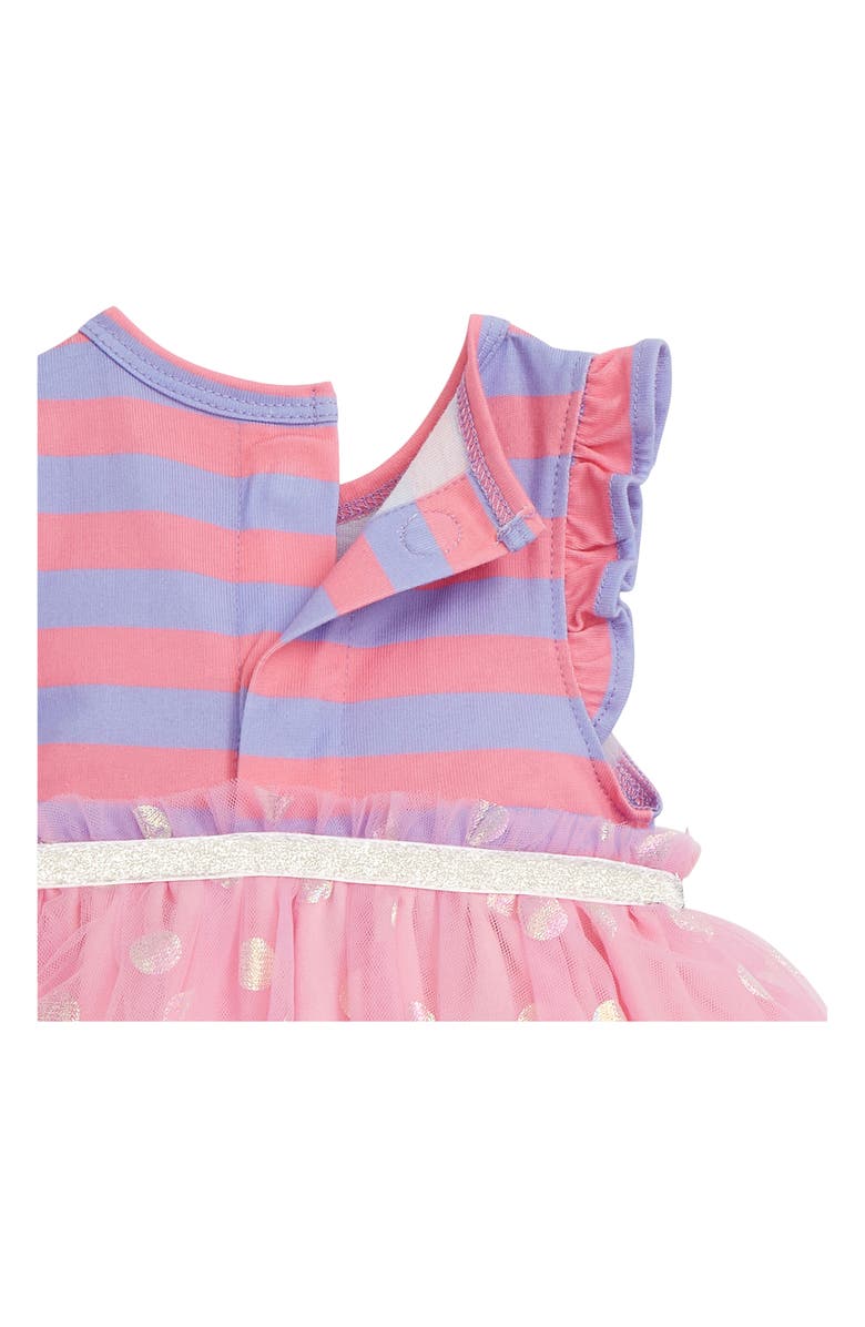 Magnetic Me Shell Pink Stripe Flutter Sleeve Dress, Alternate, color, 