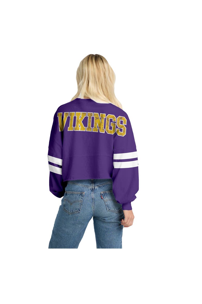 Women's Spirit Jersey  Purple Minnesota Vikings Oversized Cropped Stripe Long Sleeve T-Shirt, Alternate, color, Purple