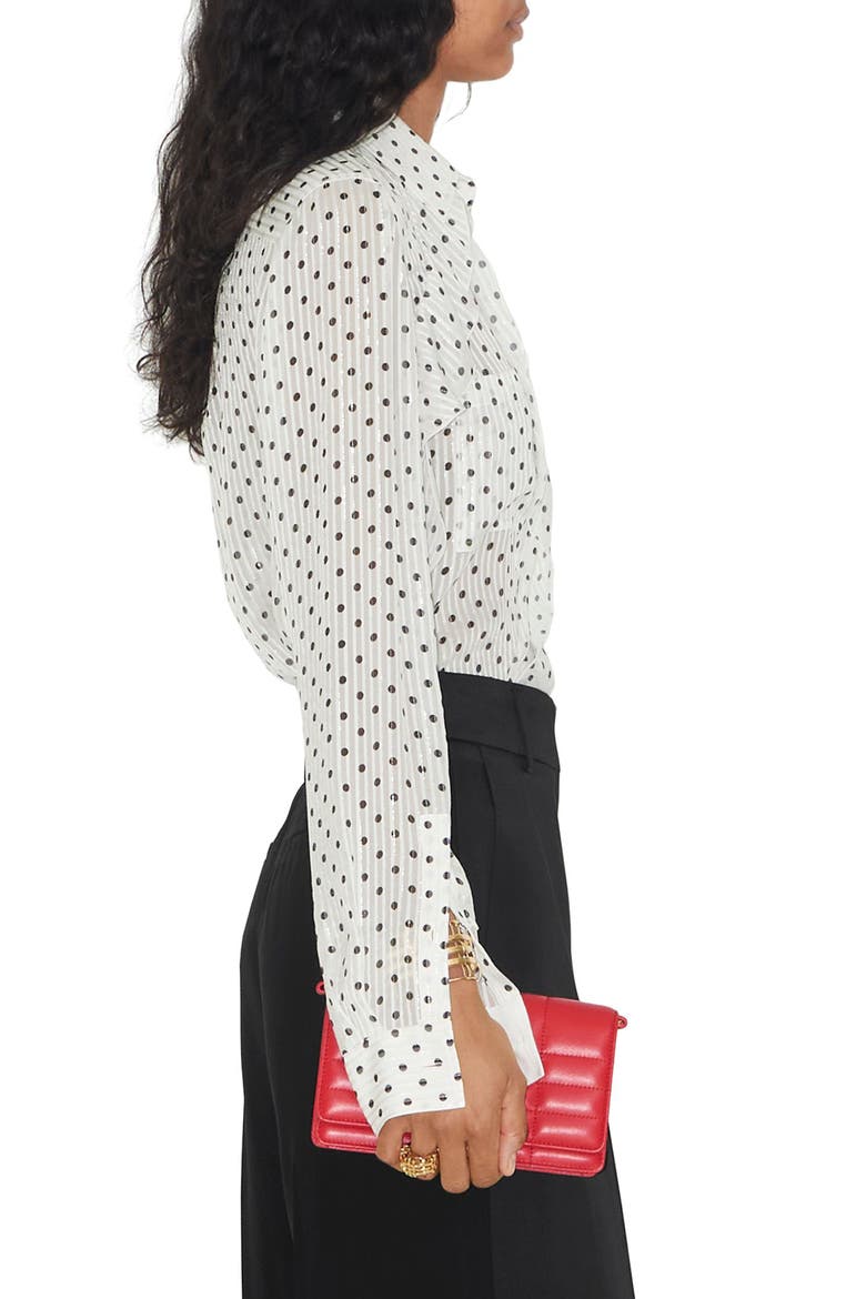 Freddy Polka Dot Ruffle Chiffon Blouse, Alternate, color, WHITE IP PAT