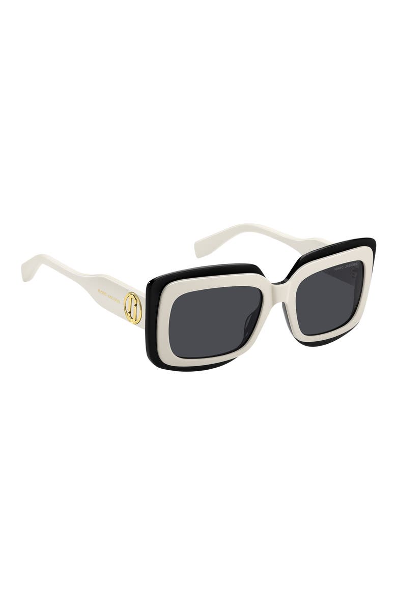 54mm Rectangular Sunglasses, Alternate, color, WHITE BLACK/ GREY
