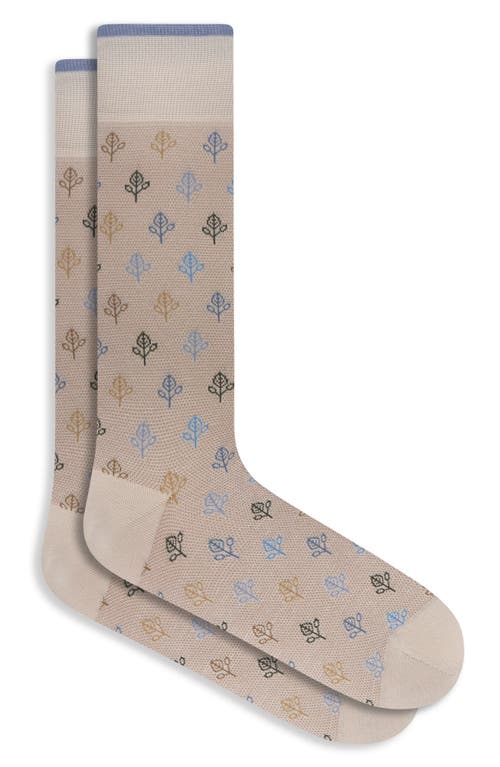 Bugatchi Leaf Mercerized Cotton Blend Dress Socks In Brown