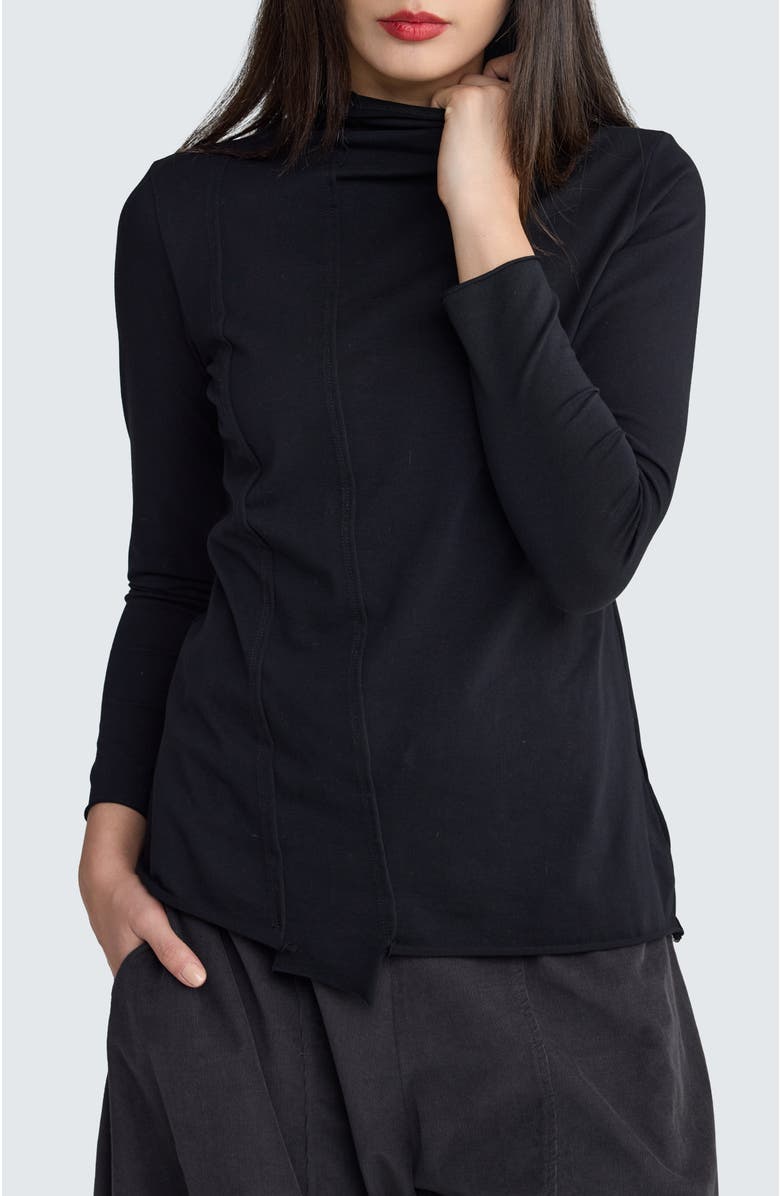 LUUKAA Nyx Structured Turtleneck Blouse, Main, color, Black