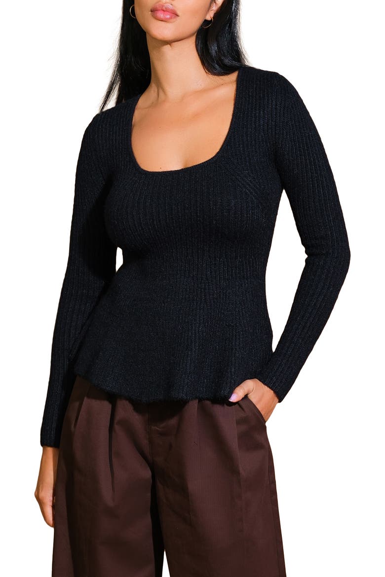 Sweater Knit Long Sleeve Top, Main, color, BLACK
