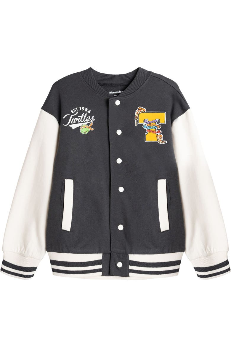 Fleece Varsity Jacket and Pants Set, Alternate, color, TMNT Charcoal Cream
