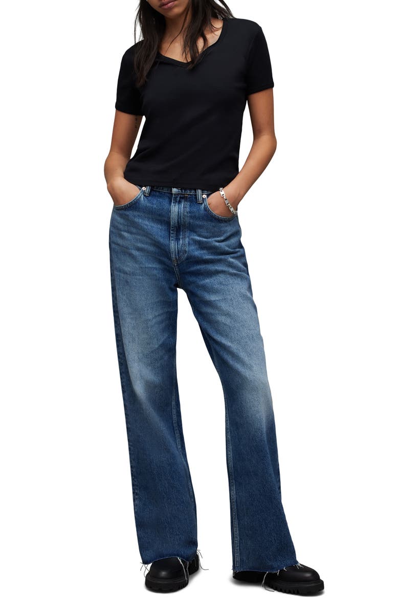 AllSaints Evie Cotton V-Neck T-Shirt, Alternate, color, 