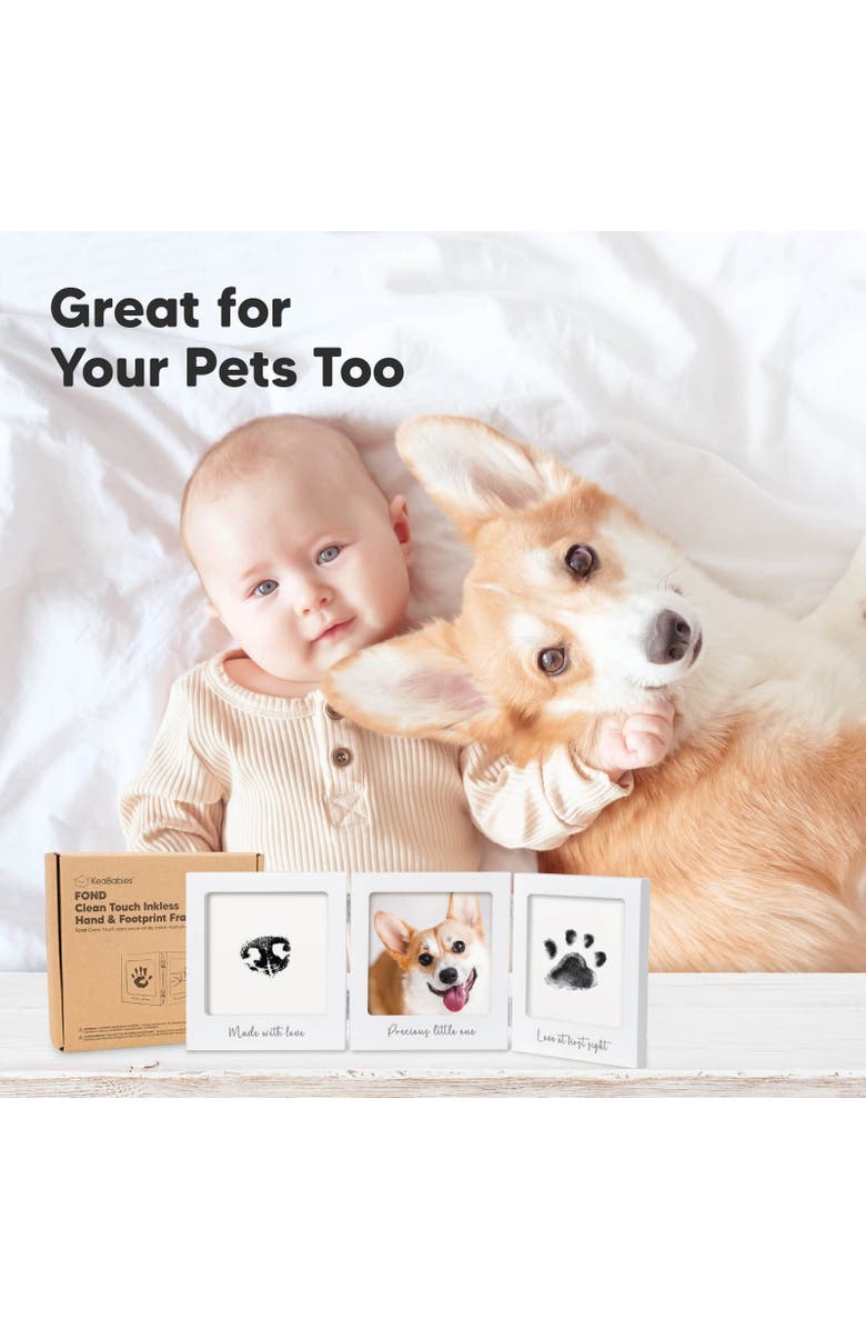 KeaBabies Fond Clean Touch Inkless Hand and Footprint Frame, Alternate, color, White/Silver