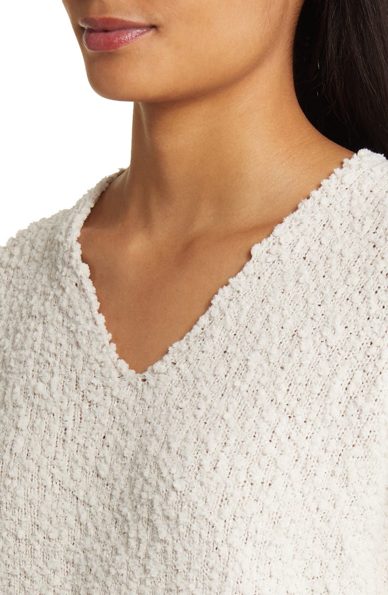Bobeau Lace Back V-Neck Sweater, Alternate, color, Light Oatmeal