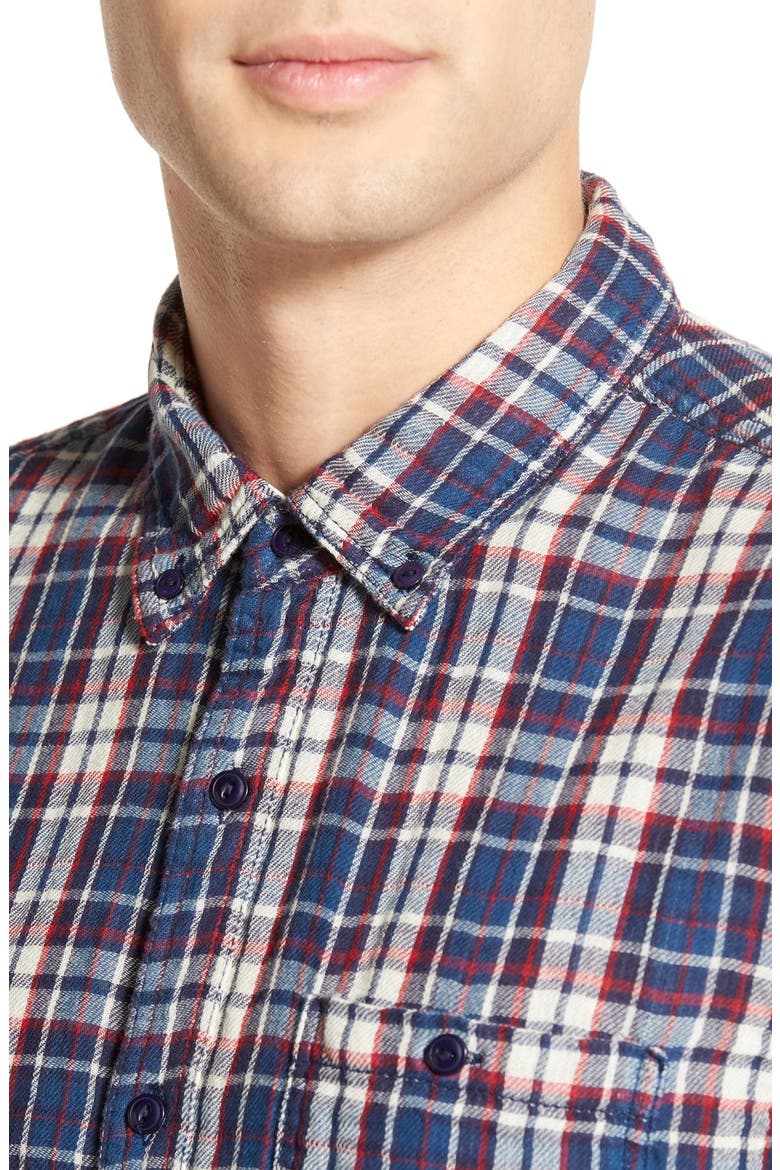 'Abel' Slim Fit Long Sleeve Plaid Sport Shirt, Alternate, color, ECRU CREAM