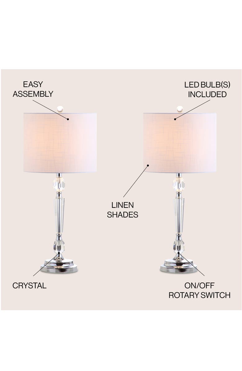 JONATHAN Y Victoria 27" Crystal LED Table Lamp, Clear, Alternate, color, Clear