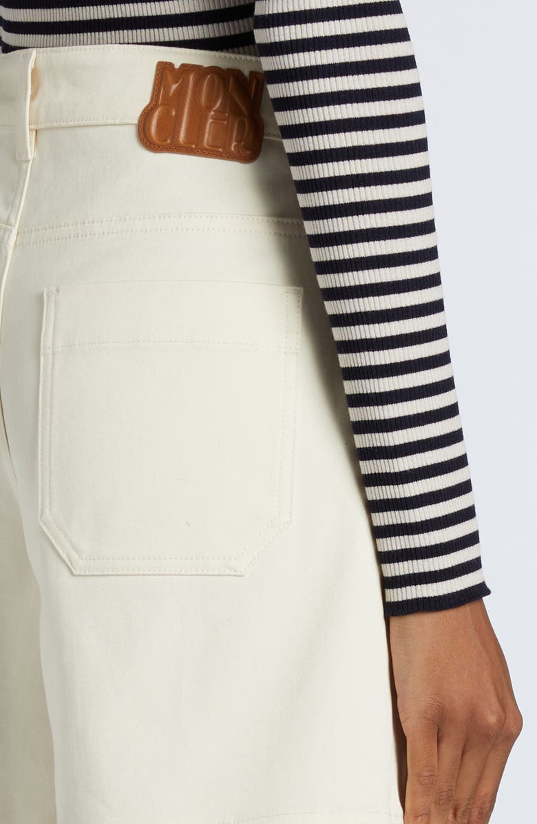 Moncler Stretch Cotton Gabardine Shorts, Alternate, color, White