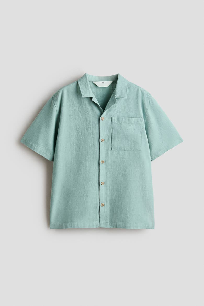 Cotton Resort Shirt, Alternate, color, Turquoise