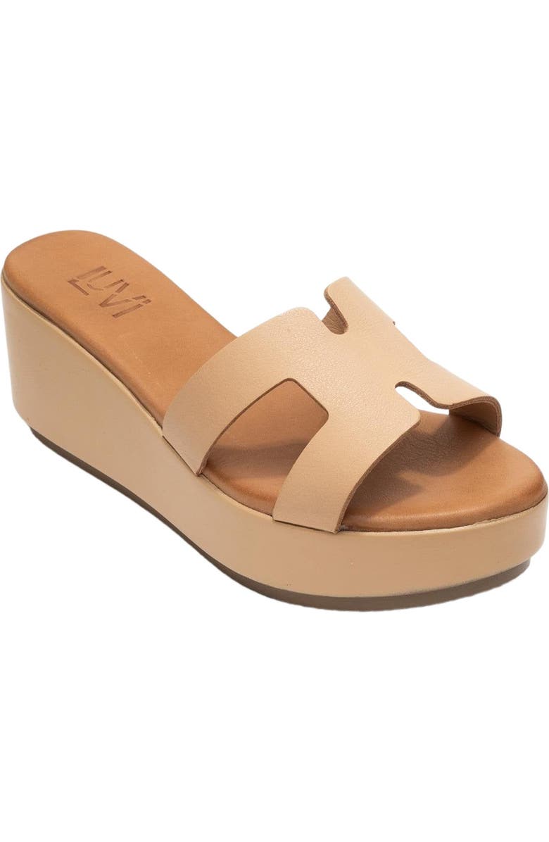 Forever & Always Shoes Lia Leather Platform Sandal, Alternate, color, Dark Beige Leather